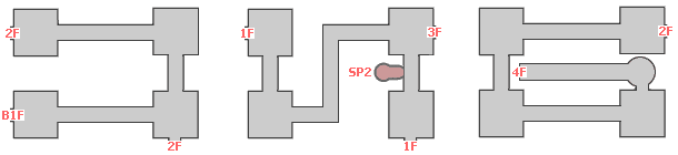 地図：廃城 地上1階～3階