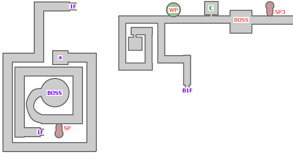 地図：ガリバルディ大聖堂 地上1階～地下1階