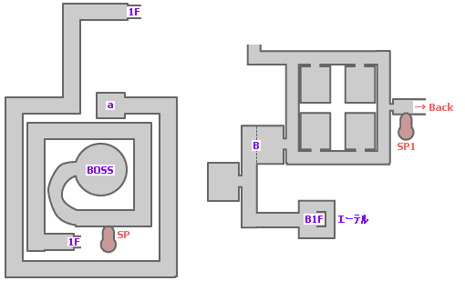 地図：ガリバルディ大聖堂 地上1階～地下1階